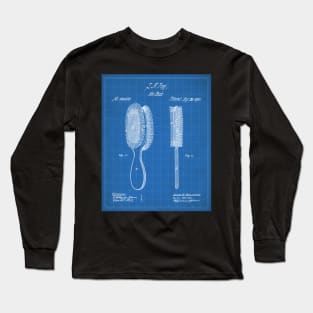 Brush Patent - Hair Stylist Beauty School Decor Art - Blueprint Long Sleeve T-Shirt